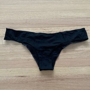 Black Tanga Ruched Bikini Bottoms